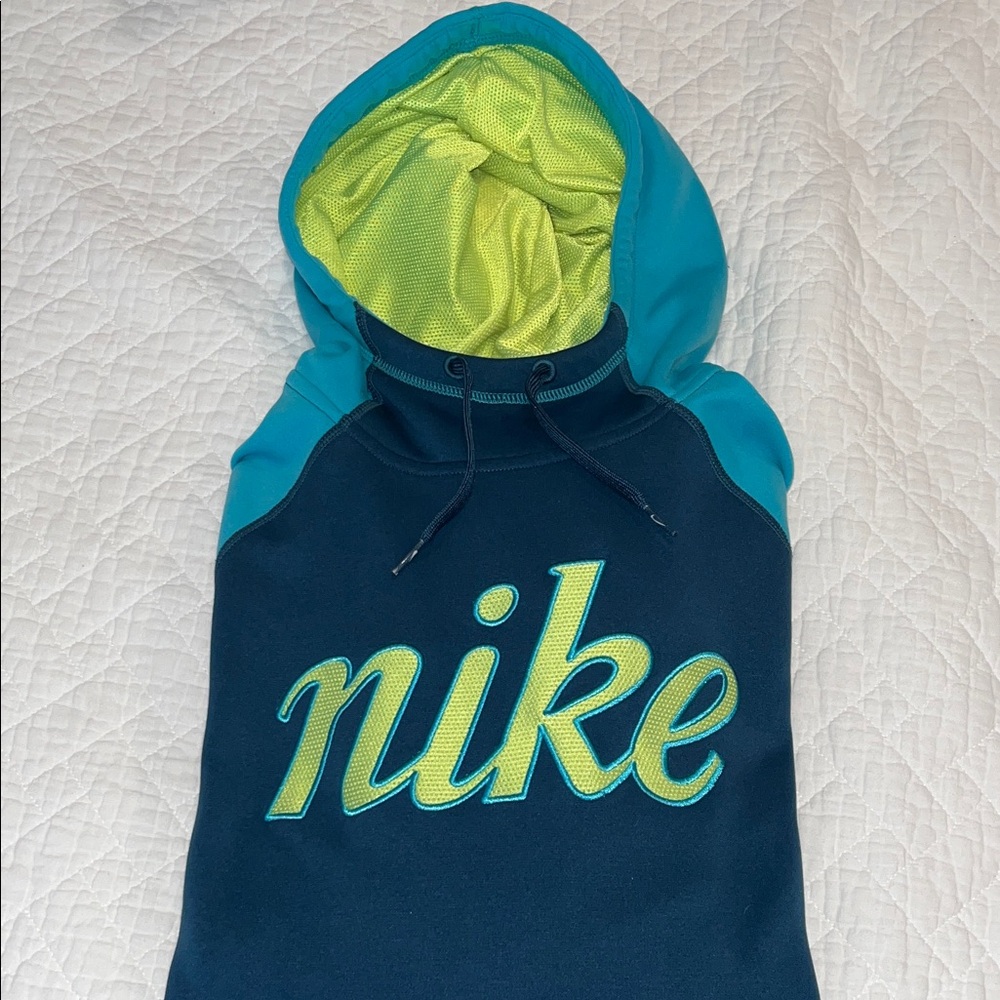 Nike Teal and Lime Hoodie